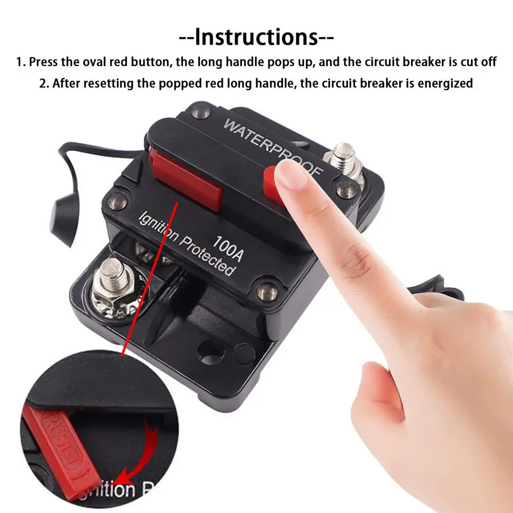 AMP Circuit Breaker Switch Fuse Reset Box 12-48V DC Car Boat Auto Waterproof - Image 4