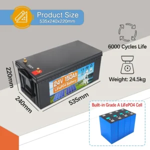 24V 150AH LiFePO4 Cells Built-in BMS