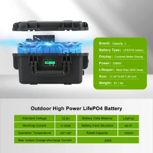 LFPO4 Battery Pack 100/120/150Ah LFP Batteries BMS Rechargeable 36v100ah 150AH Waterproof Marine RV Outdoor camping equipment
