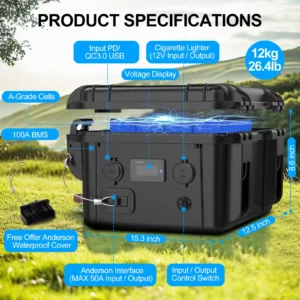 LFPO4 Battery Pack 100/120/150Ah LFP Batteries BMS Rechargeable 36v100ah 150AH Waterproof Marine RV Outdoor camping equipment