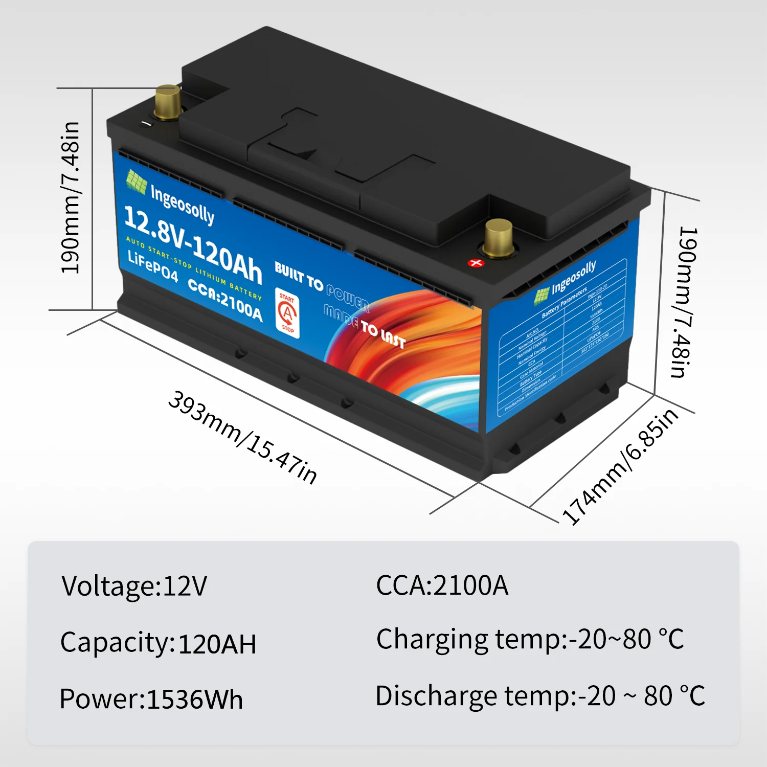 Car Starter LiFePO4 Built-in BMS Voltage Protection Lithium Iron Start Battery